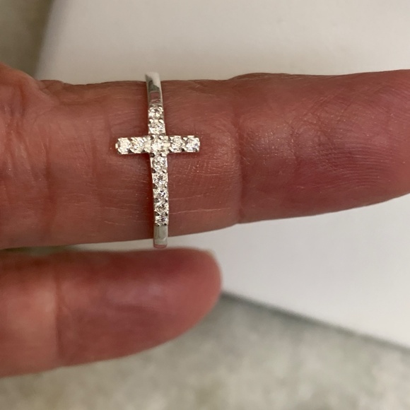 .925 Cross Hoop Sterling Silver Earrings #faith #bible - Picture 2 of 7